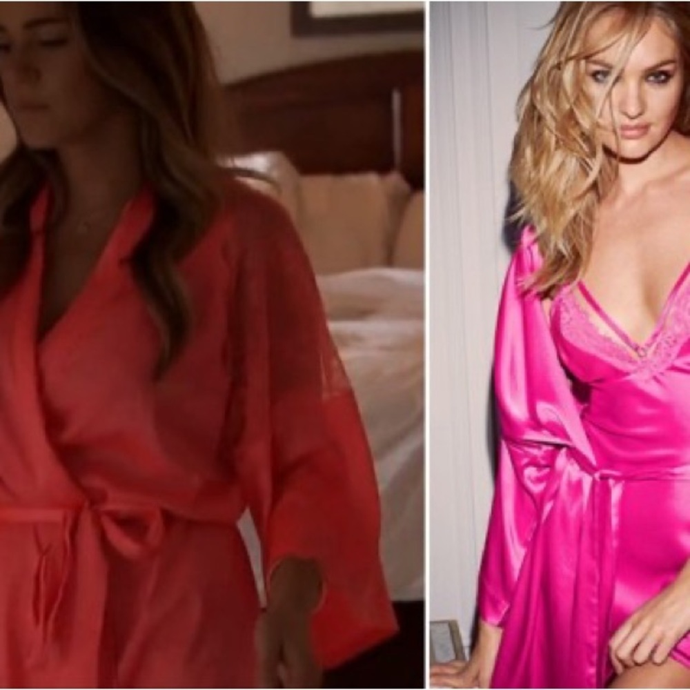 Jojo Fletcher Victoria’s Secret coral lace satin robe